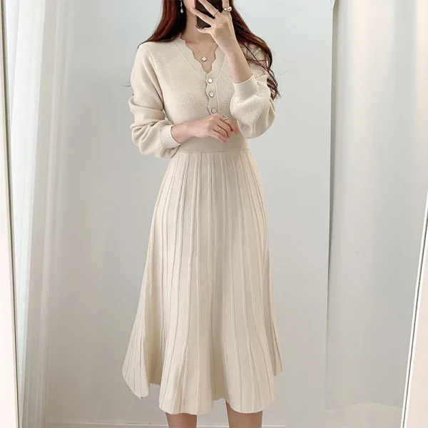 Korean Pleated Sweater Dress: Vintage & Eco Chic