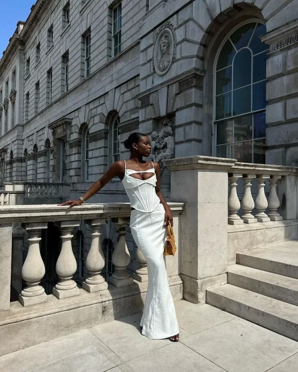 White Cut-Out Evening Dress: Eco Elegant