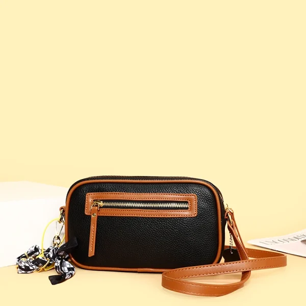 100% cowhide Crossbody Small square bag