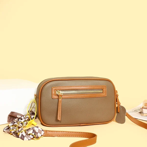 100% cowhide Crossbody Small square bag