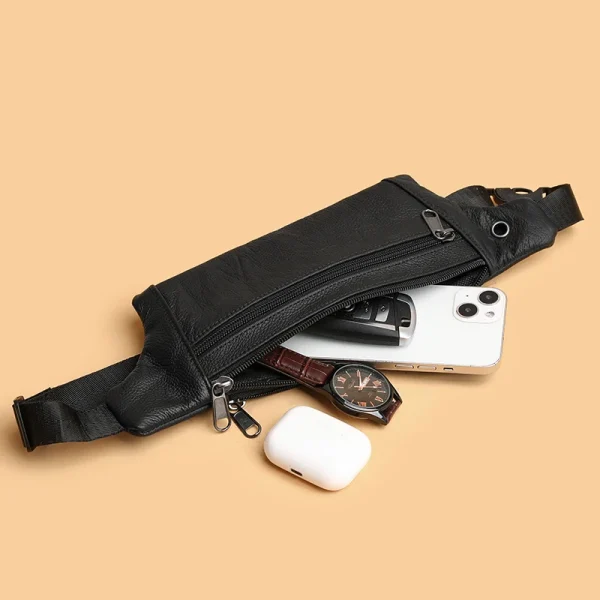 100% cowhide Waist pack Waterproof Multi Functional Crossbody bag