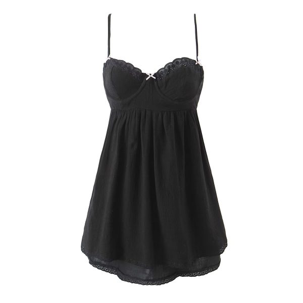 Fall Women Clothing Black Lace Panel Cotton Strap Mini Dress