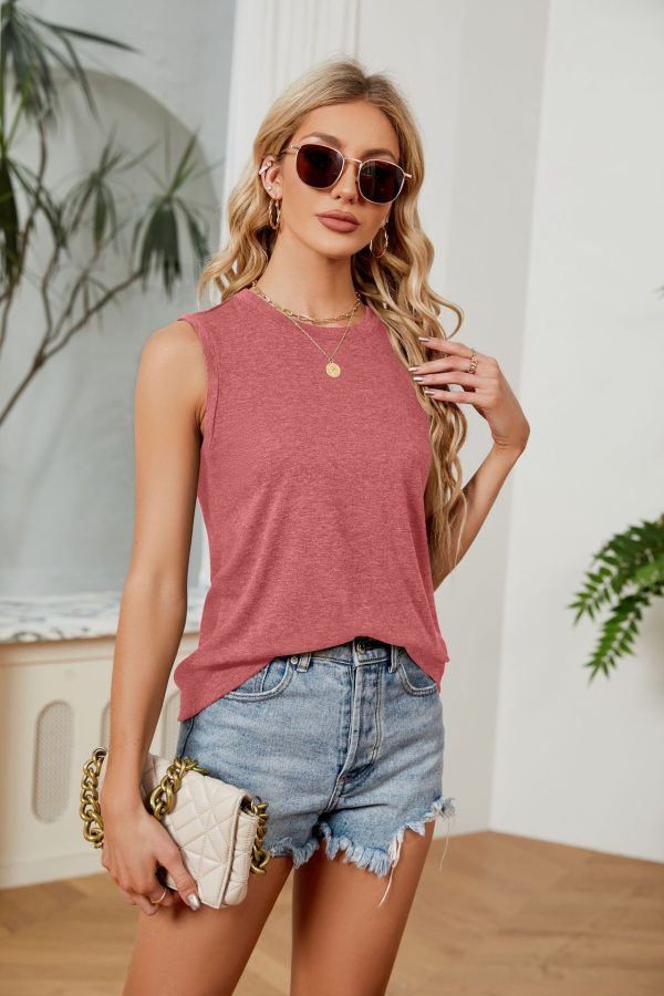 Women's Sleeveless Round Neck Knitwear Vest: Loose Fit