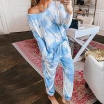 Popular Casual Tie-Dyed Round Neck Pajamas: Long-Sleeved Home Wear Two-Piece Set