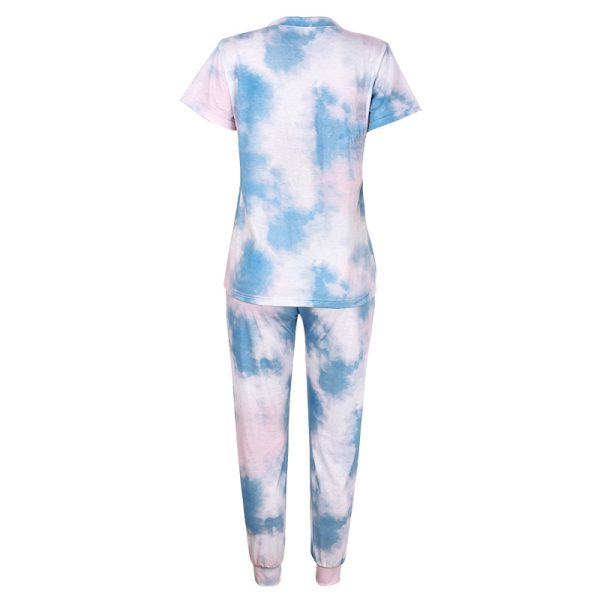 Women's Tie-Dyed Printed Home Clothing Two-Piece Set