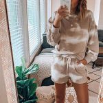 Women Tie-Dyed Printed Casual Long-Sleeved Shorts Home Set
