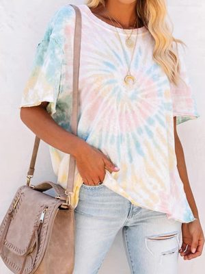 New Women's Summer Loose Fitting Casual Short-Sleeved Printed T-Shirt Top