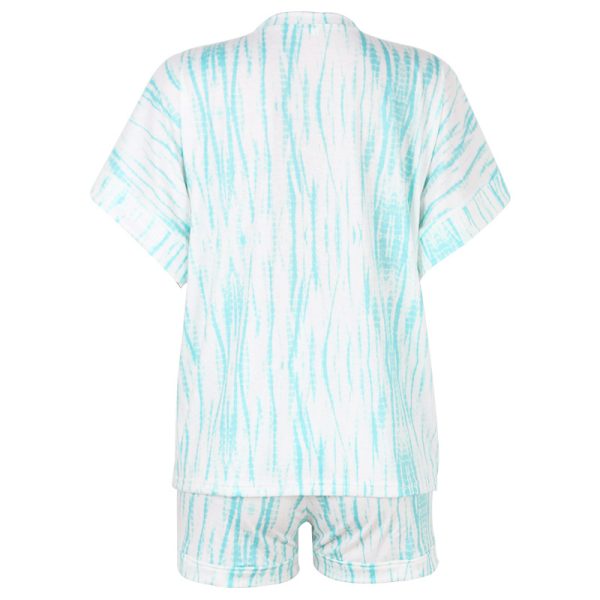 Popular Women's Tie-Dyed Printed Short-Sleeved Loose-Fitting Casual Home Clothing Set