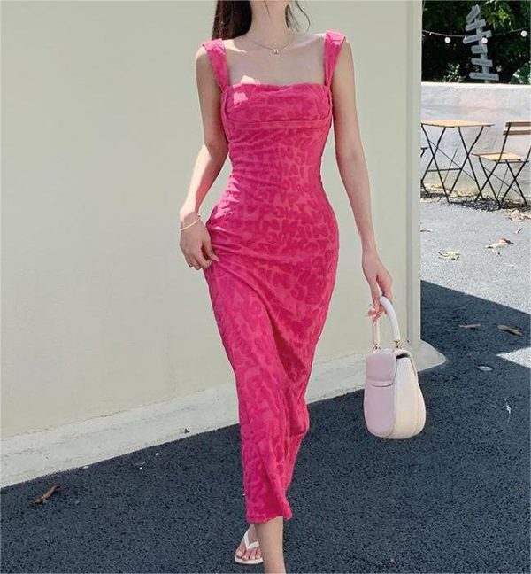 Summer Elegant Elegant Socialite Dress Fashionable Jacquard Chest Showing Camisole Dress Women