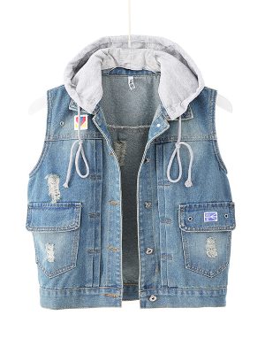 Denim Sleeveless Vest Jacket Outfit Ideas