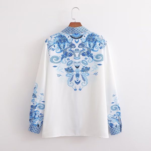 Autumn Same Retro Positioning Printing Long Sleeve Shirt Top Outfit Ideas