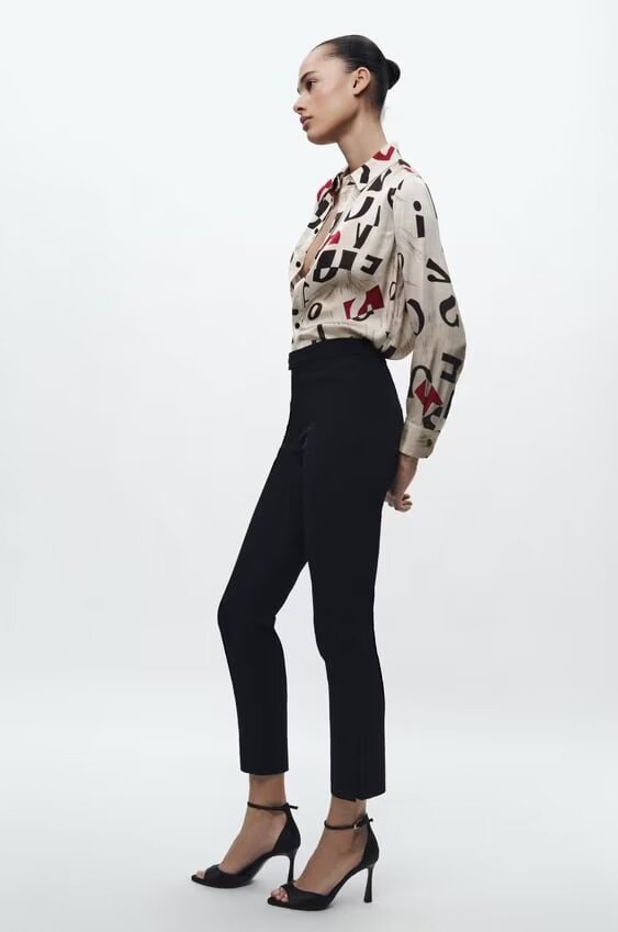 Winter Women Clothing Wild Slimming Printed Slim Shirt Shirt Outfit Ideas