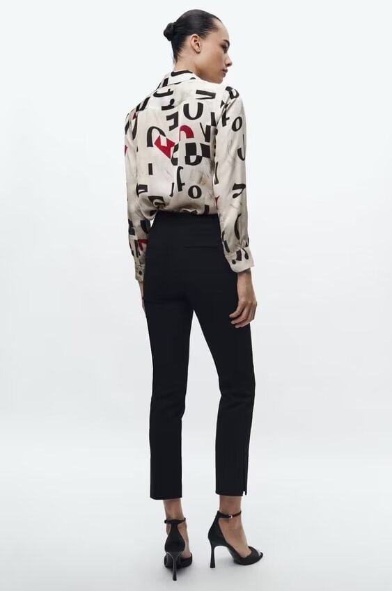 Winter Women Clothing Wild Slimming Printed Slim Shirt Shirt Outfit Ideas