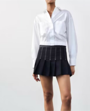 Spring Summer Pure White Elegant Collared Poplin Short Cropped Shirt Outfit Ideas