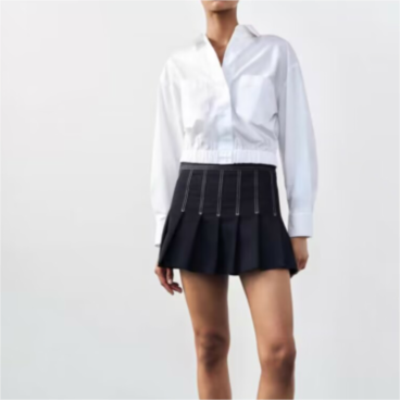 Spring Summer Pure White Elegant Collared Poplin Short Cropped Shirt Outfit Ideas