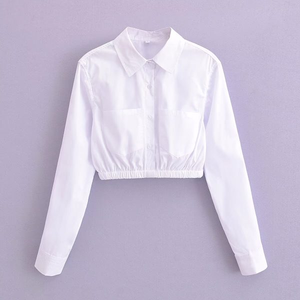 Spring Summer Pure White Elegant Collared Poplin Short Cropped Shirt Outfit Ideas