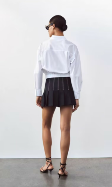 Spring Summer Pure White Elegant Collared Poplin Short Cropped Shirt Outfit Ideas