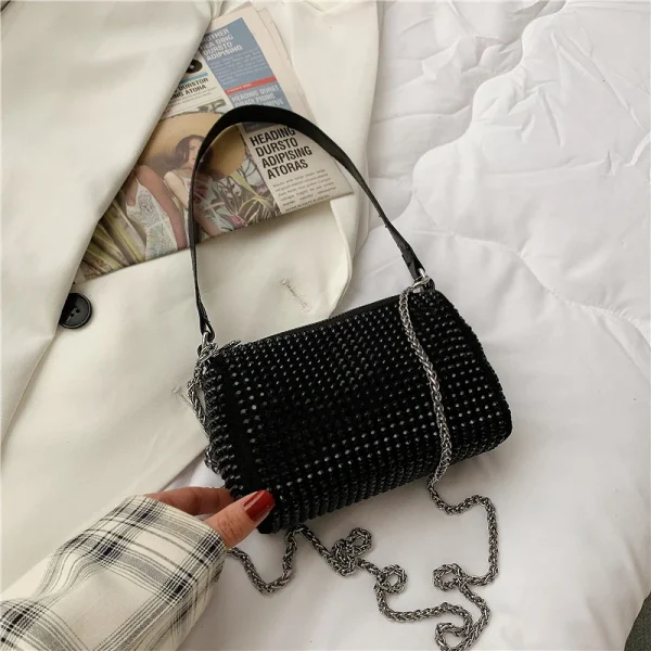 Luxury Leather Diamond Crossbody Bag