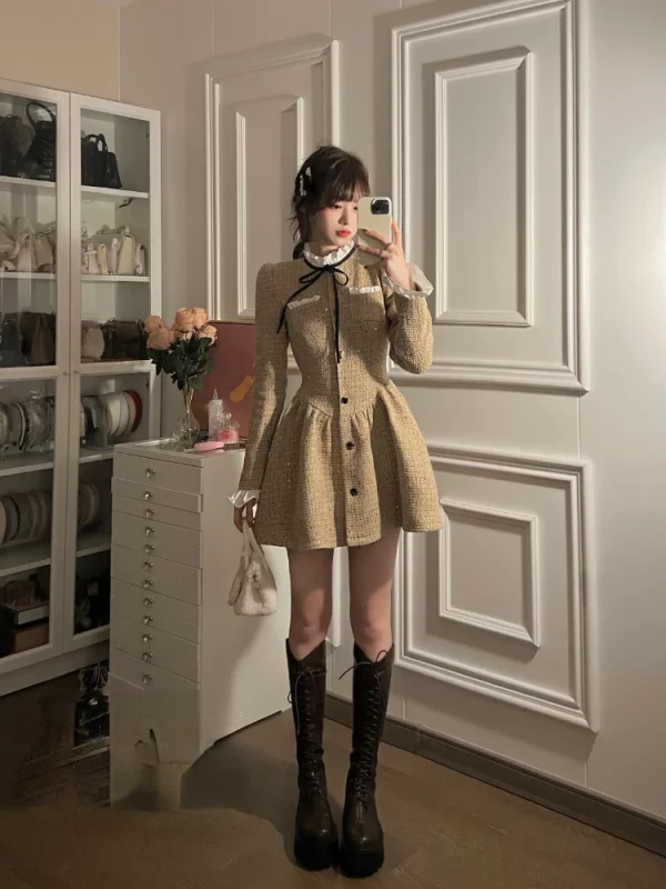 Korean Fashion Long Sleeve Y2k Mini Dress