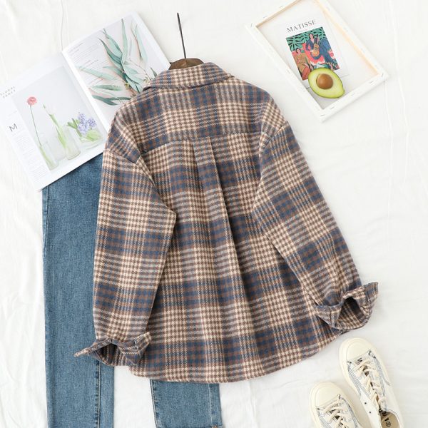 Loose Thick Brushed Plaid Shirt Outfit Ideas