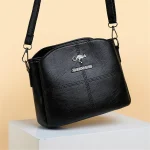 3 Layers PU Leather Crossbody Shoulder Messenger Bag