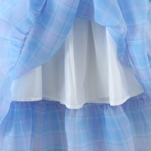 Spring Women Plaid Princess Pettiskirt High Waist Dress