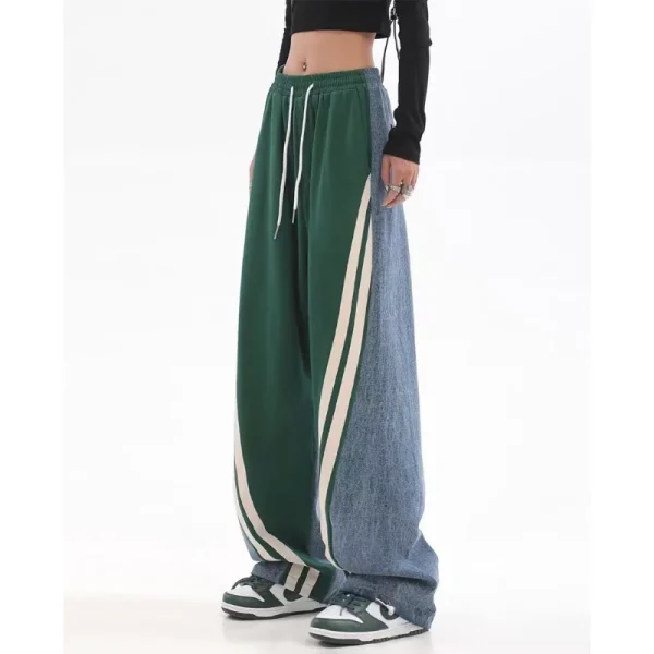 High Street Straight Denim Contrast Drawstring Lounge Pants