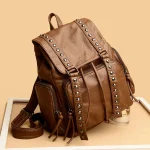 Designer Belt Rivet Soft Leather bHigh-capacity Travel Backpack Sac