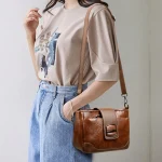 Designer High Quality Retro Oil Wax Skin Leather Shoulder Crossbody Bag