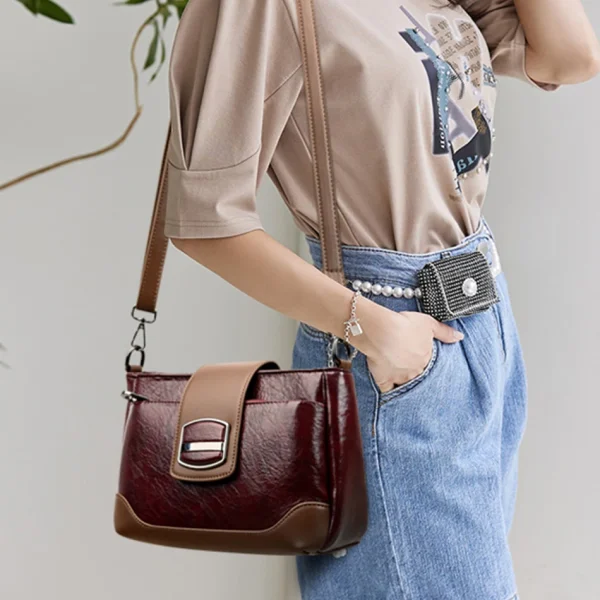 Designer High Quality Retro Oil Wax Skin Leather Shoulder Crossbody Bag