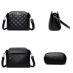 High Quality Leather Diamond Grid Pattern Embroidery Small Crossbody Bags