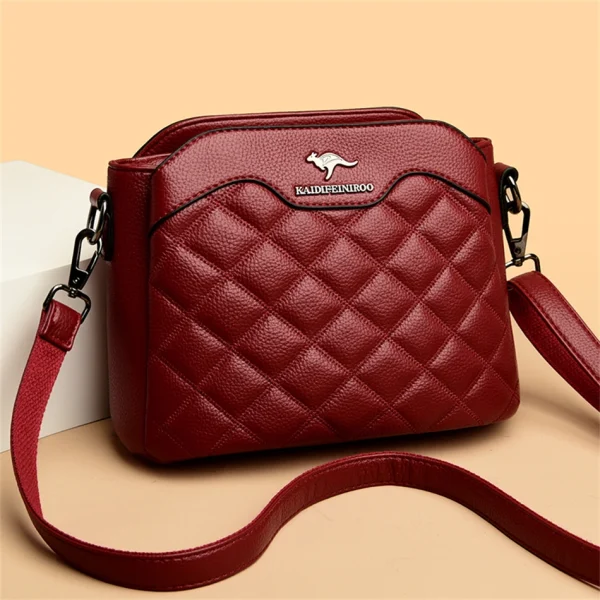 High Quality Leather Diamond Grid Pattern Embroidery Small Crossbody Bags