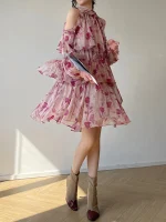 Floral Mini Dress Long Sleeve Korean Dress