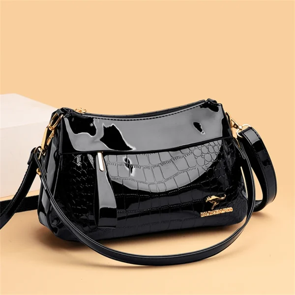 3 Layers Women Luxury Designer Patent Leather Shoulder Messenger Crossbody Bag