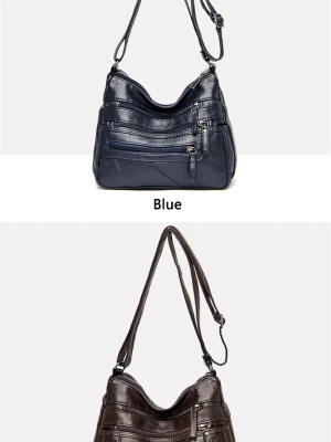 Women Soft Leather Luxury Many Pockets Handbag