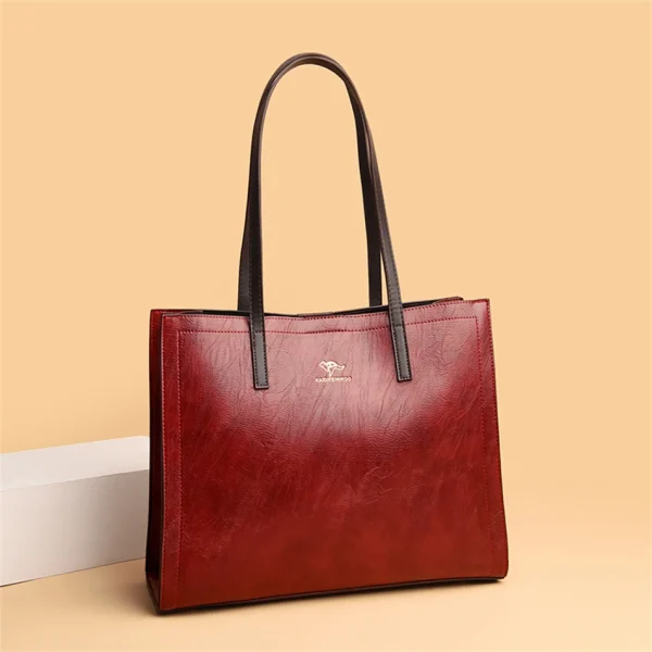 3 Layers Vintage Genuine Leather Big Casual Tote Women Bag