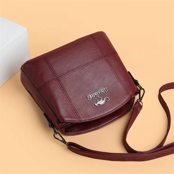 3 Layers PU Leather Crossbody Shoulder Messenger Bag