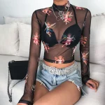 Transparent Mesh Long Sleeve Turtleneck T-shirt: Sexy Style