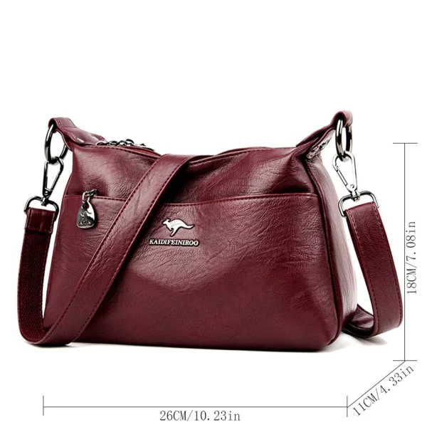 High Quality Soft PU Leather  Bilayer Multi-pocket Messenger Bag