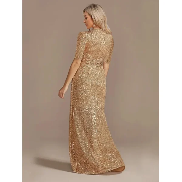 V-neck Party Long Dress Sequined Short