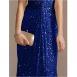 V-neck Party Long Dress Sequined Short