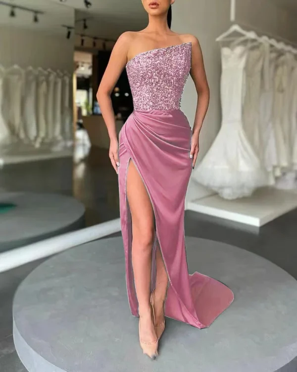 Mermaid Chiffon Floor-Length 2024 New Sequined Classic Prom Dress