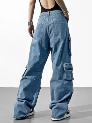 Multi-Pocket-Blue-Cargo-Jeans-2022-American-Retro-High-Street-High-Waist-Wide-Leg-Pants-Couples-1