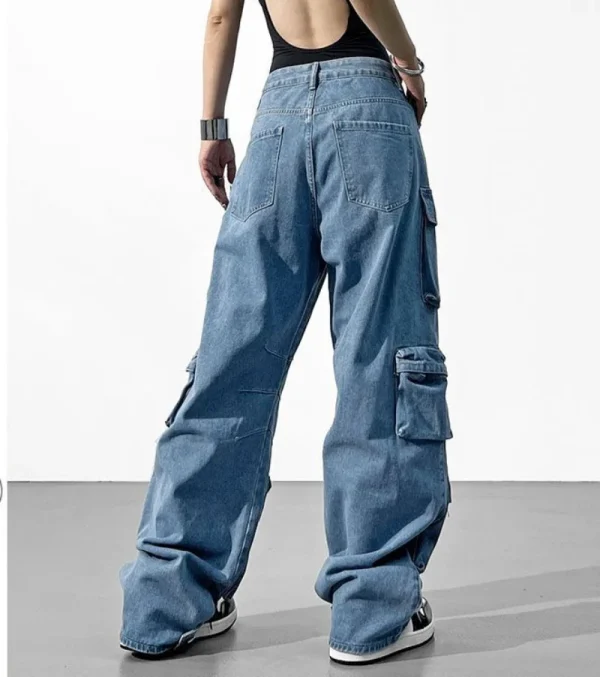 Multi-Pocket Cargo Retro High Street High Waist Wide Leg Pant