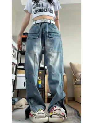 Multi-Pocket Retro Street High Waisted Harajuku Style Jeans