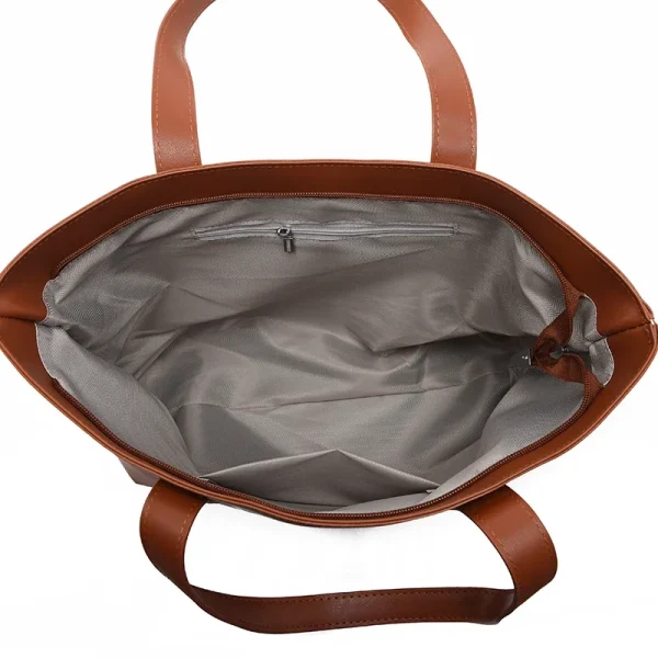 Leather Solid Color Large Capacity Reusable Shopping Beach Bag