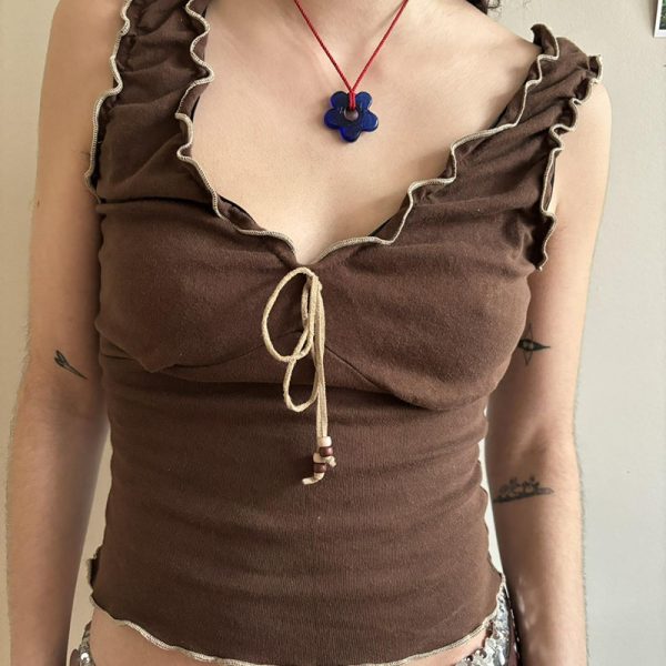 Retro Lace-Up Knitted Vest: Street Slimming Style