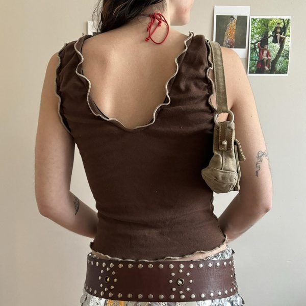 Retro Lace-Up Knitted Vest: Street Slimming Style