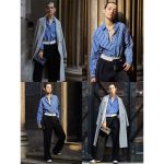 Trendy Stitching Design Early Autumn Office Straight Slimming Wide Leg Pants