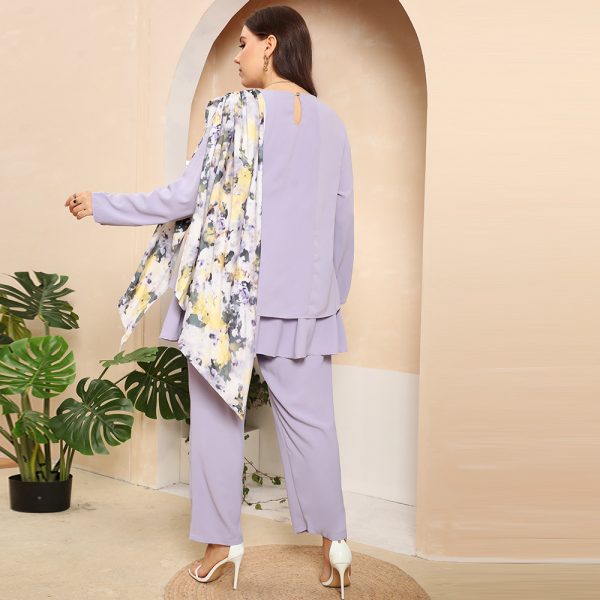 Solid Color Casual Retro Two-Piece Suit: Plus Size Women's Clothing